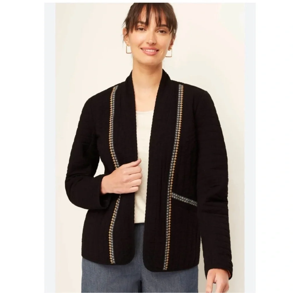 Pure Jill x J.Jill Seersucker Quilted Barn Coat Jacket XL